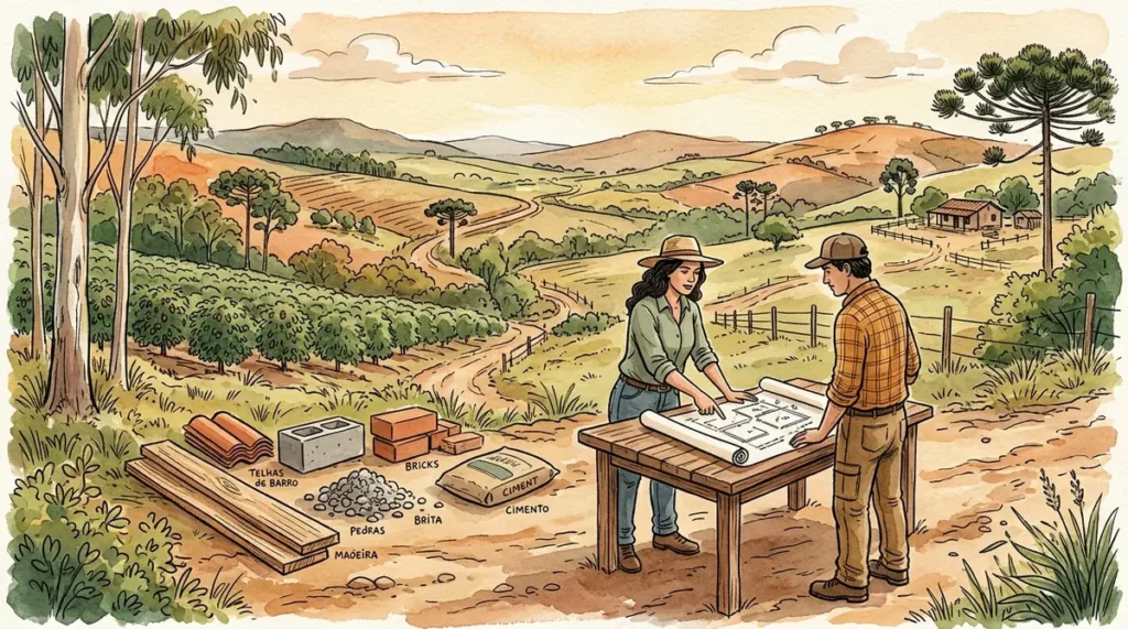 materiais construção chácara — visao geral