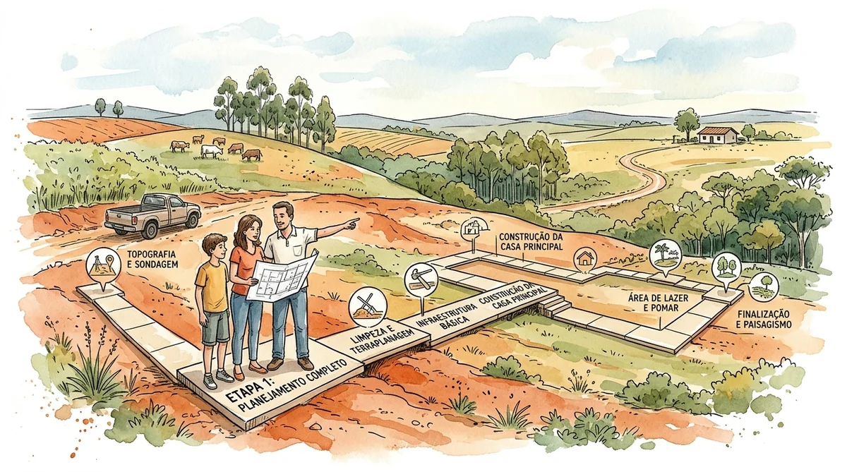 planejamento construção chácara — visao geral